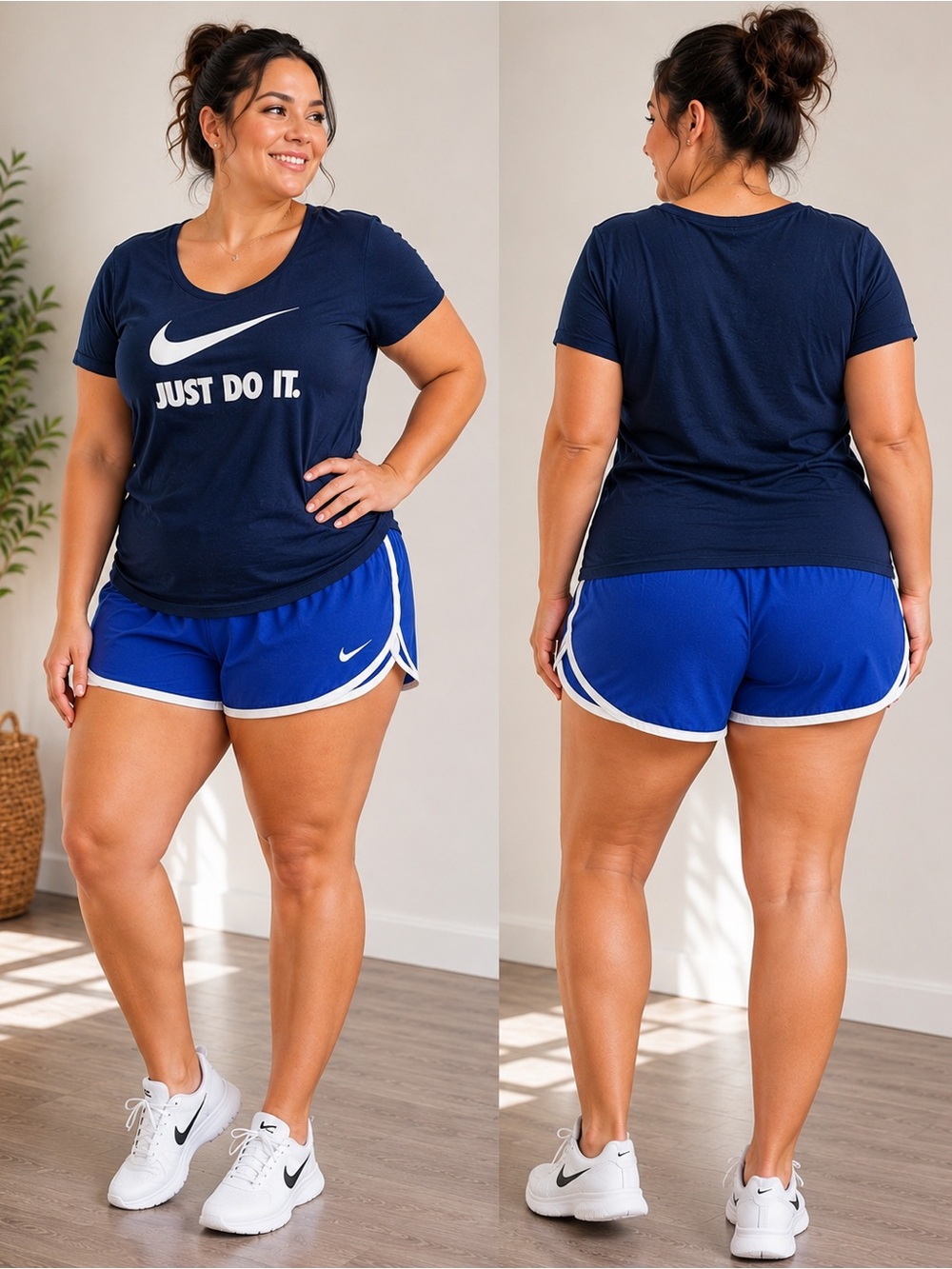 Nike women’s xl Royal Blue Athletic Shorts with shirt outfit